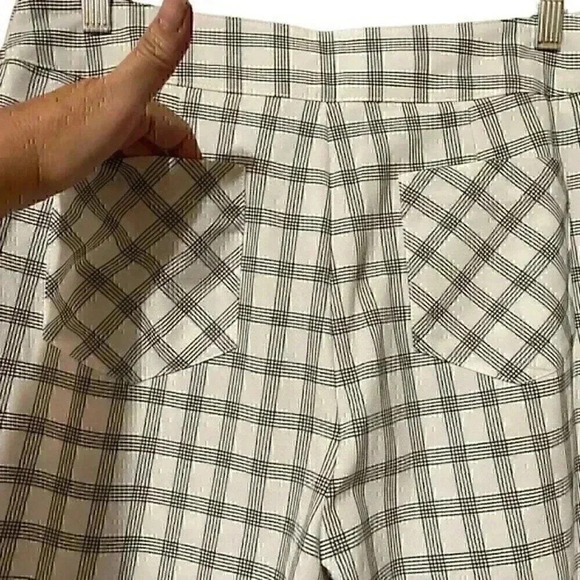 Danielle Bernstein Pant Women’s 8 Ivory Plaid Ring Zip Preppy Light Academia NWT - Picture 5 of 8